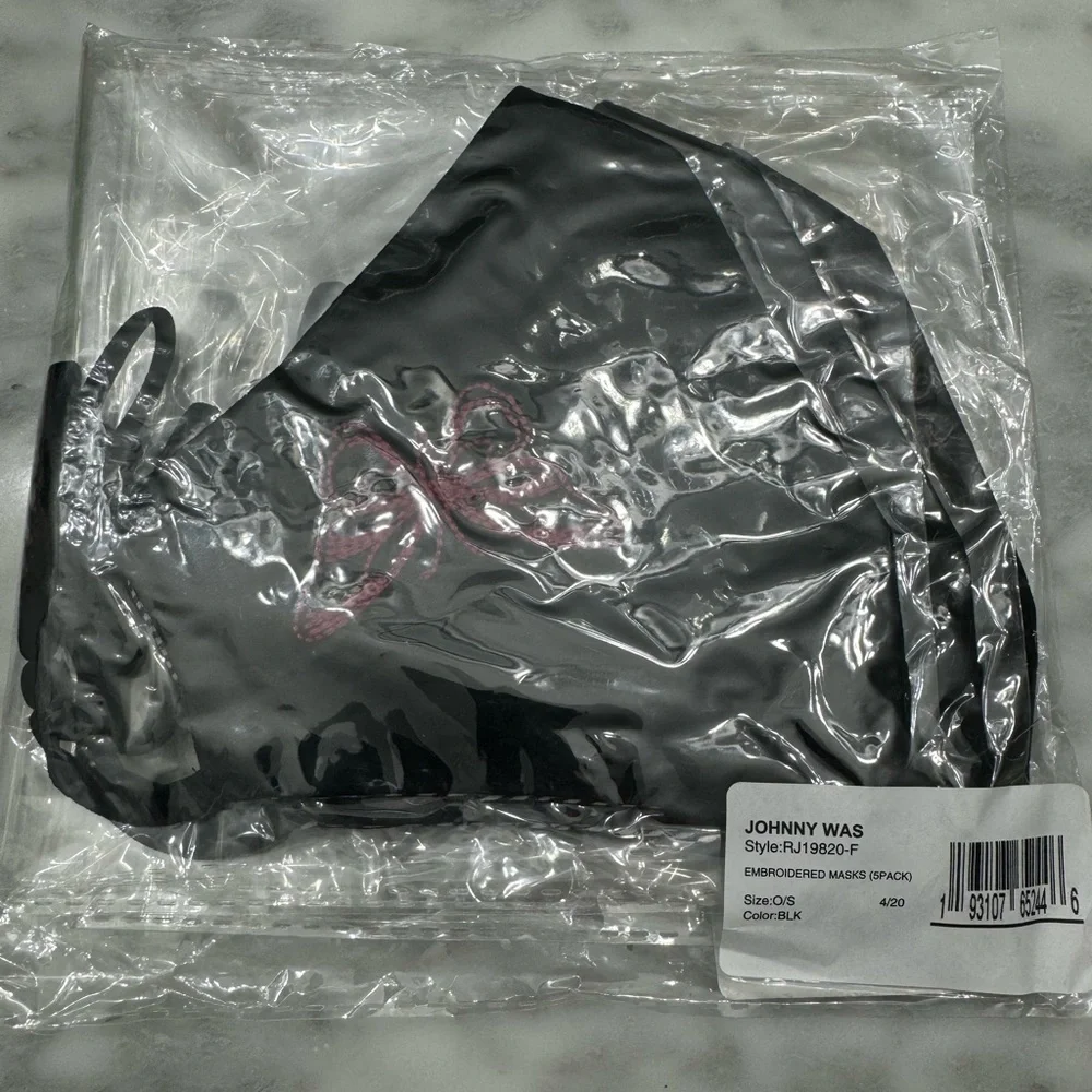 New Johnny Was Pack of 5 Embroidered Face Masks